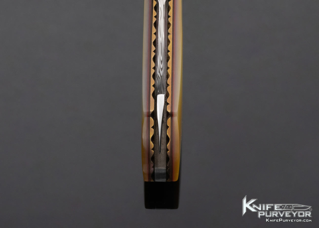 JD Van Deventer Custom Knife Damasteel and South Sea Goldlip Pearl Gents Claw Linerlock - Image 8