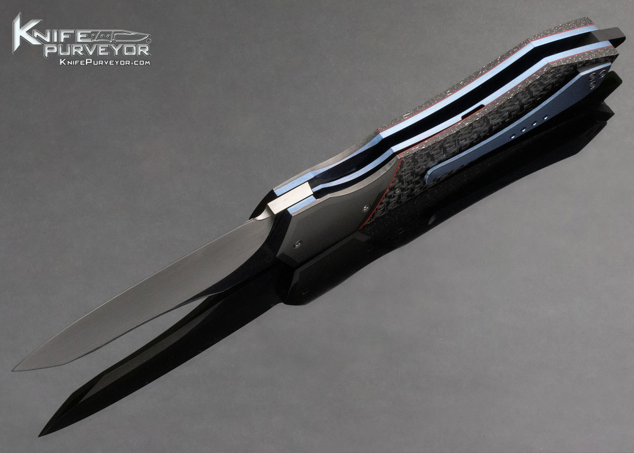 John Arnold Custom Knife Tactical Front Flipper with Silver Strike Carbon Fiber and Zirconium 14501