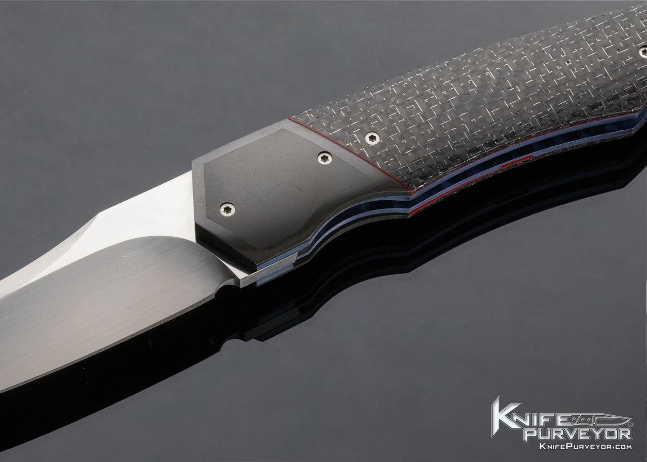 John Arnold Custom Knife Tactical Front Flipper with Lightning Strike Carbon Fiber and Zirconium - Image 2