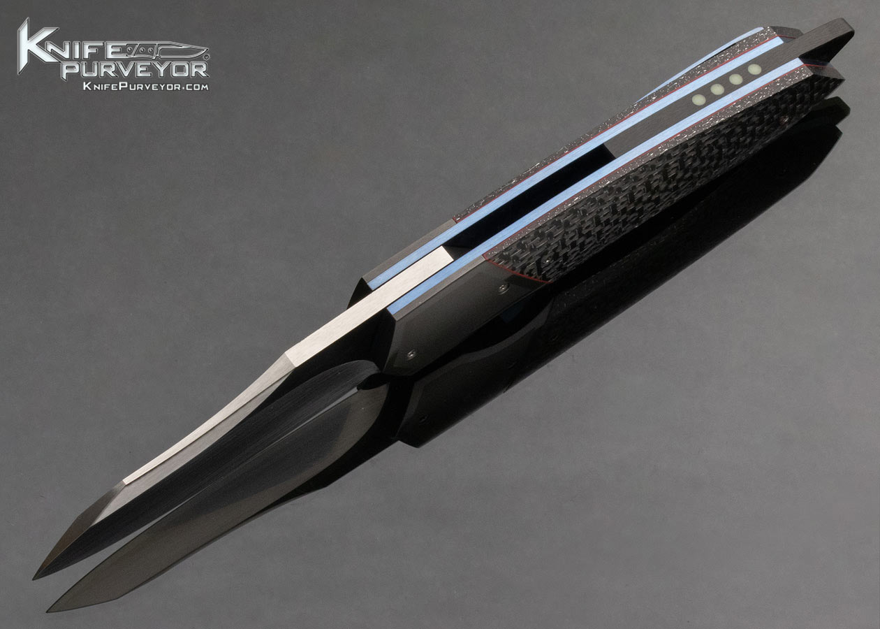 John Arnold Custom Knife Tactical Front Flipper with Lightning Strike Carbon Fiber and Zirconium - Image 4