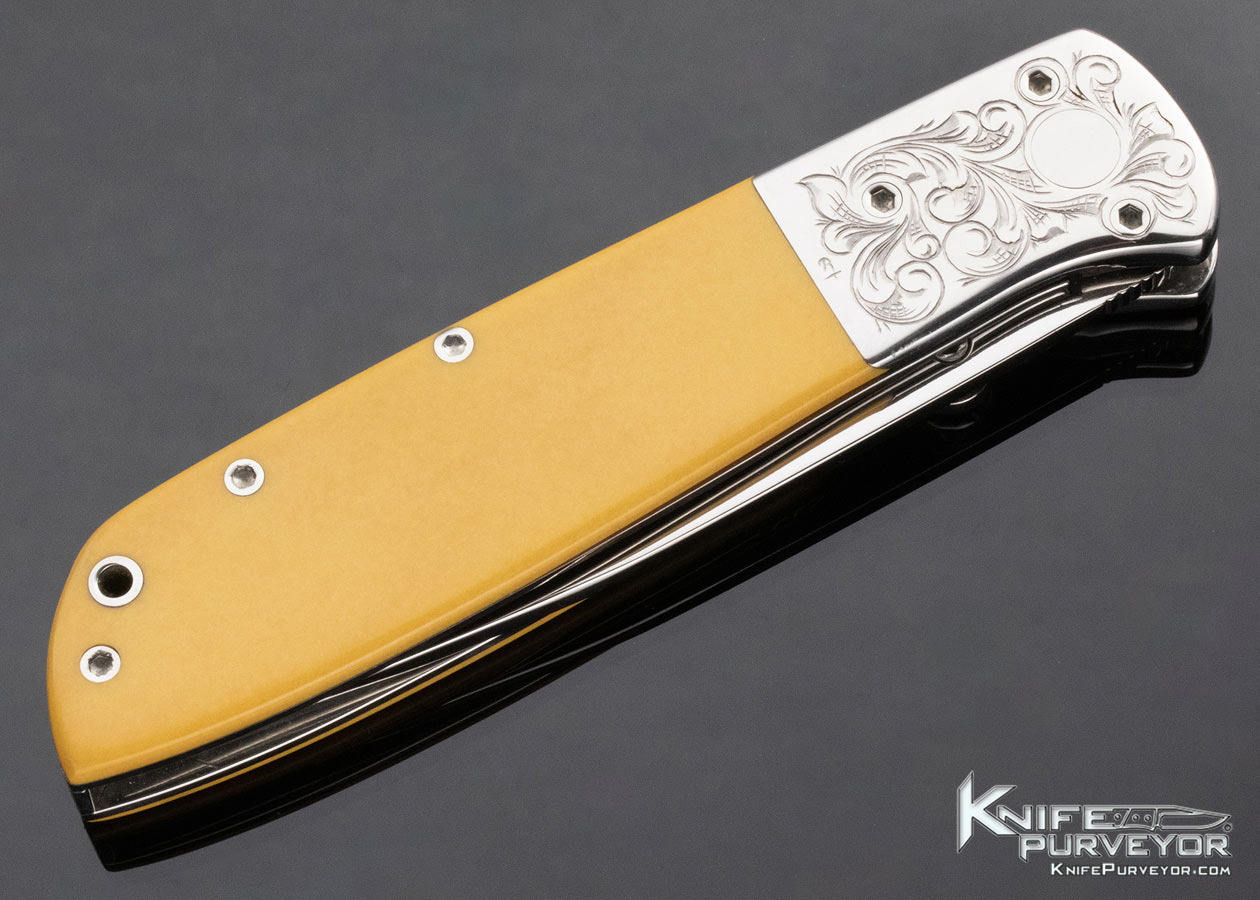 Kit Carson Custom Knife Unknown Engraved Westinghouse Micarta Linerlock - Image 5