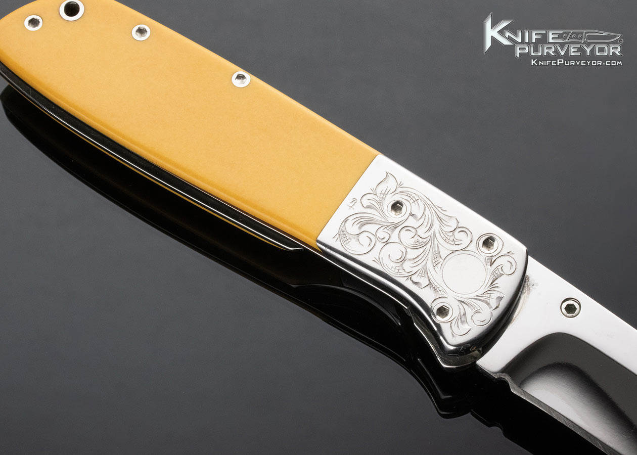 Kit Carson Custom Knife Unknown Engraved Westinghouse Micarta Linerlock - Image 4
