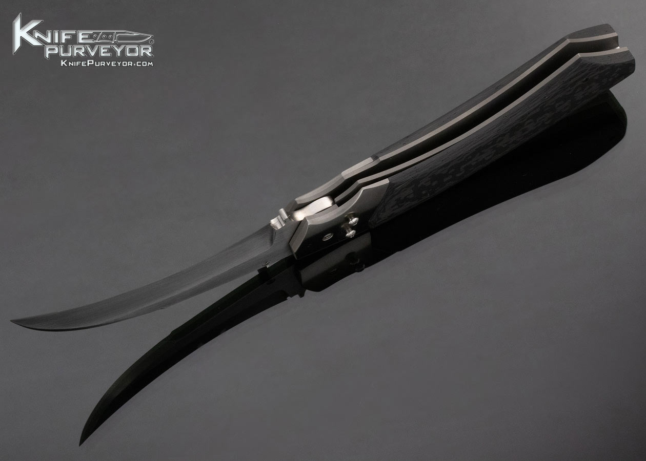 Reese Weiland Custom Knife Carbon Fiber Hawkbill Wasp Linerlock - Image 7