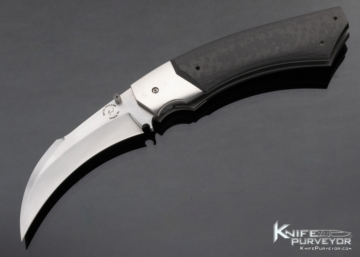 Reese Weiland Custom Knife Carbon Fiber Hawkbill Wasp Linerlock-14465