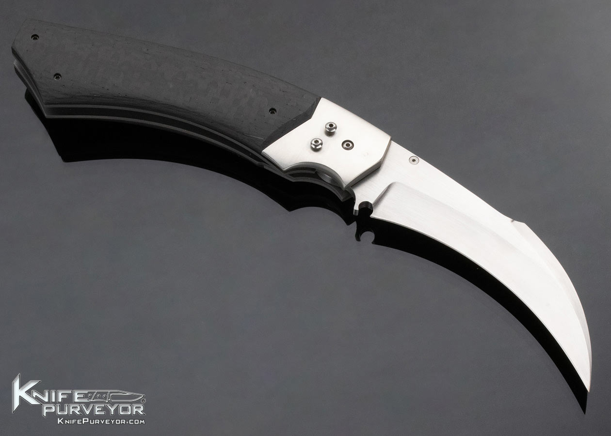 Reese Weiland Custom Knife Carbon Fiber Hawkbill Wasp Linerlock - Image 3