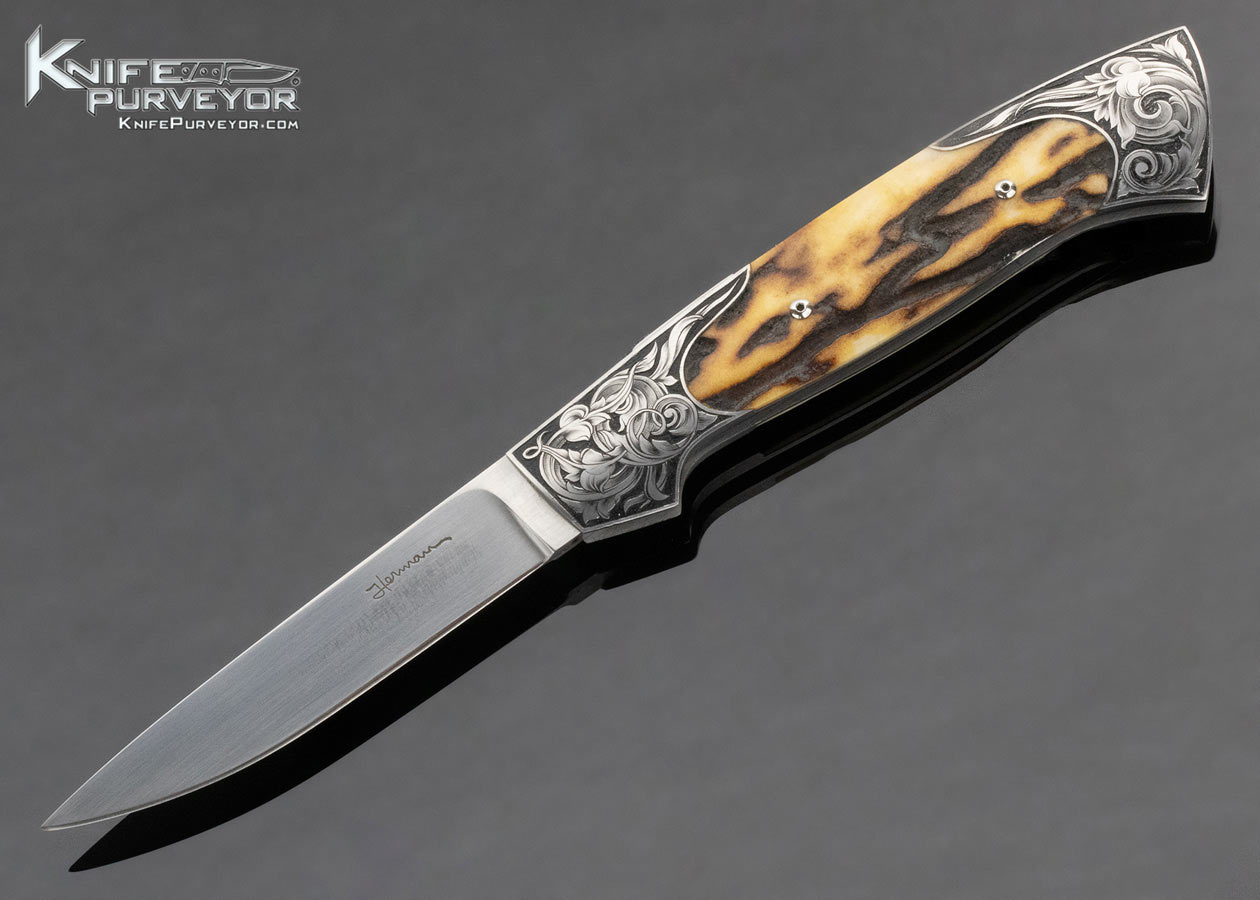 Tim Herman Custom Knife Stag Lockback 14484