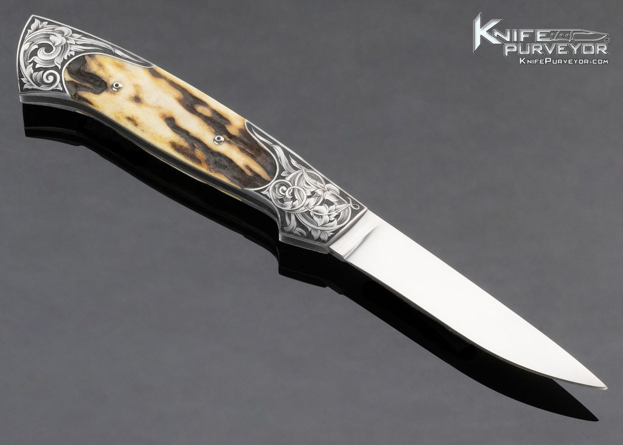 Tim Herman Custom Knife Sole Authorship Engraved Stag Front Lock - Image 3