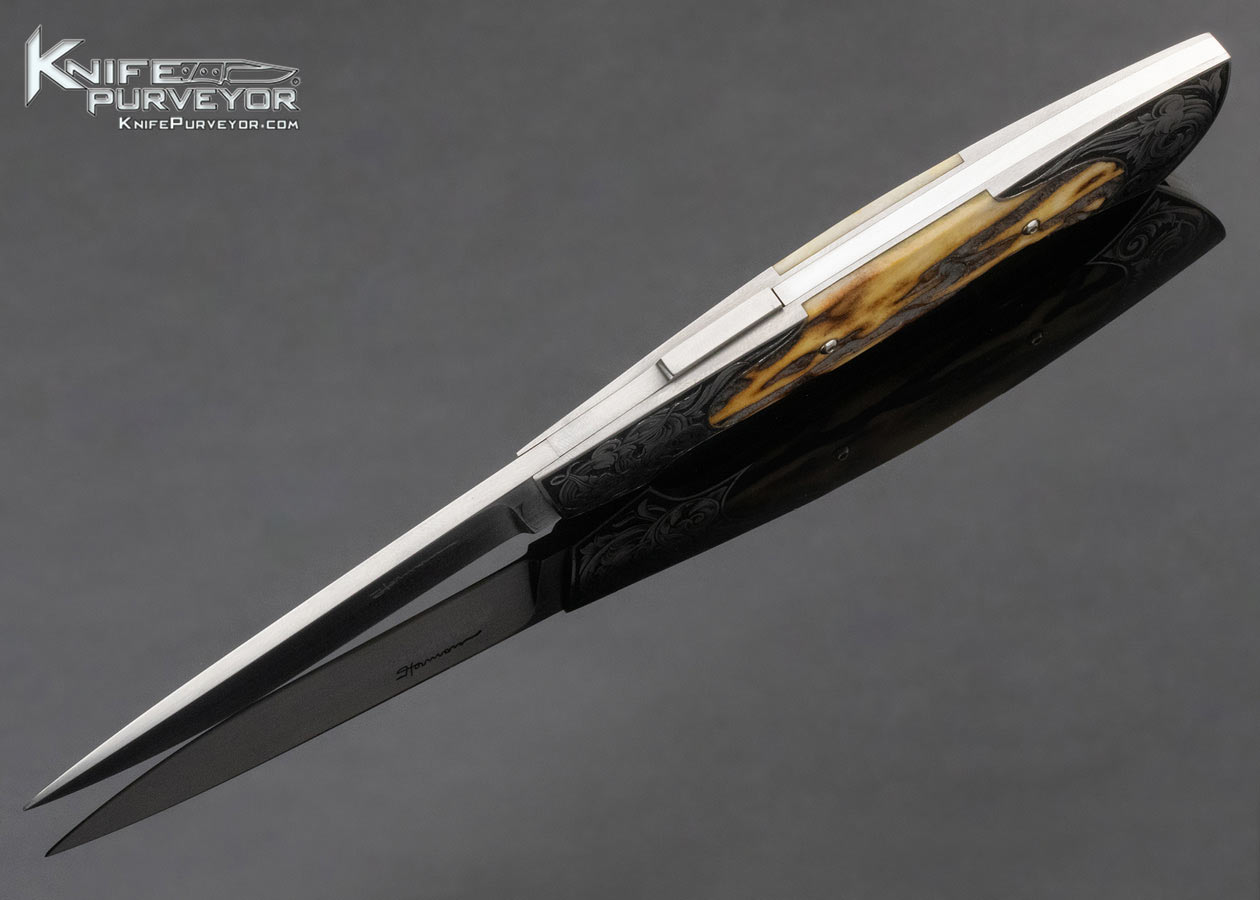 Tim Herman Custom Knife Sole Authorship Engraved Stag Front Lock - Image 6