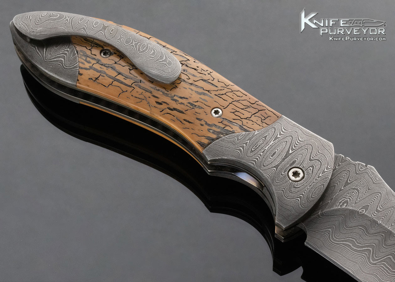 Todd Fischer Sr. Custom Knife Damascus and Mammoth Classic Linerlock - Image 4