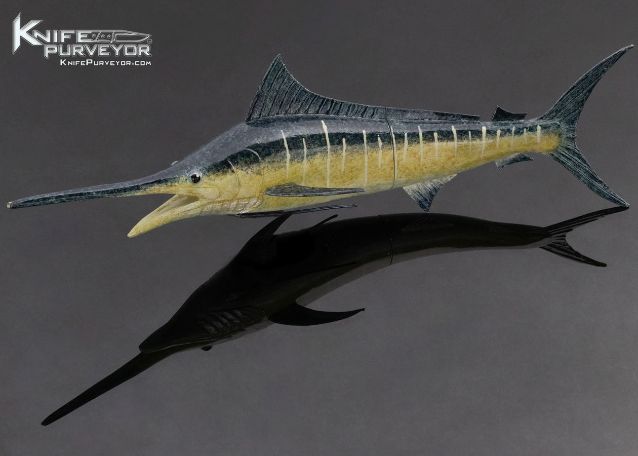 Tsuguo Kurosawa Custom Knife Carved Marlin, Painted, and Lacquered Wood Handle - Image 7