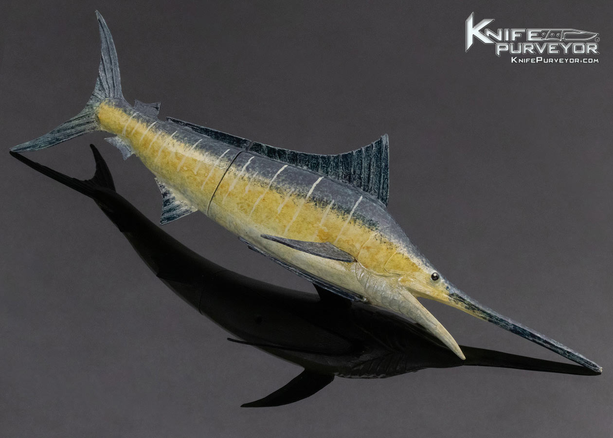 Tsuguo Kurosawa Custom Knife Carved Marlin, Painted, and Lacquered Wood Handle - Image 6