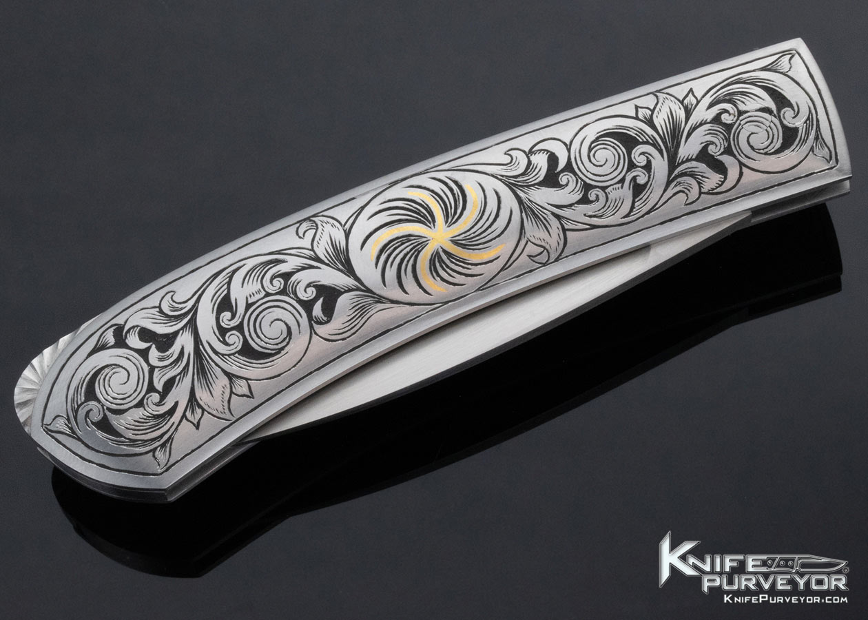 Unknown D E Custom Knife Flower Engraved Lockback 14221