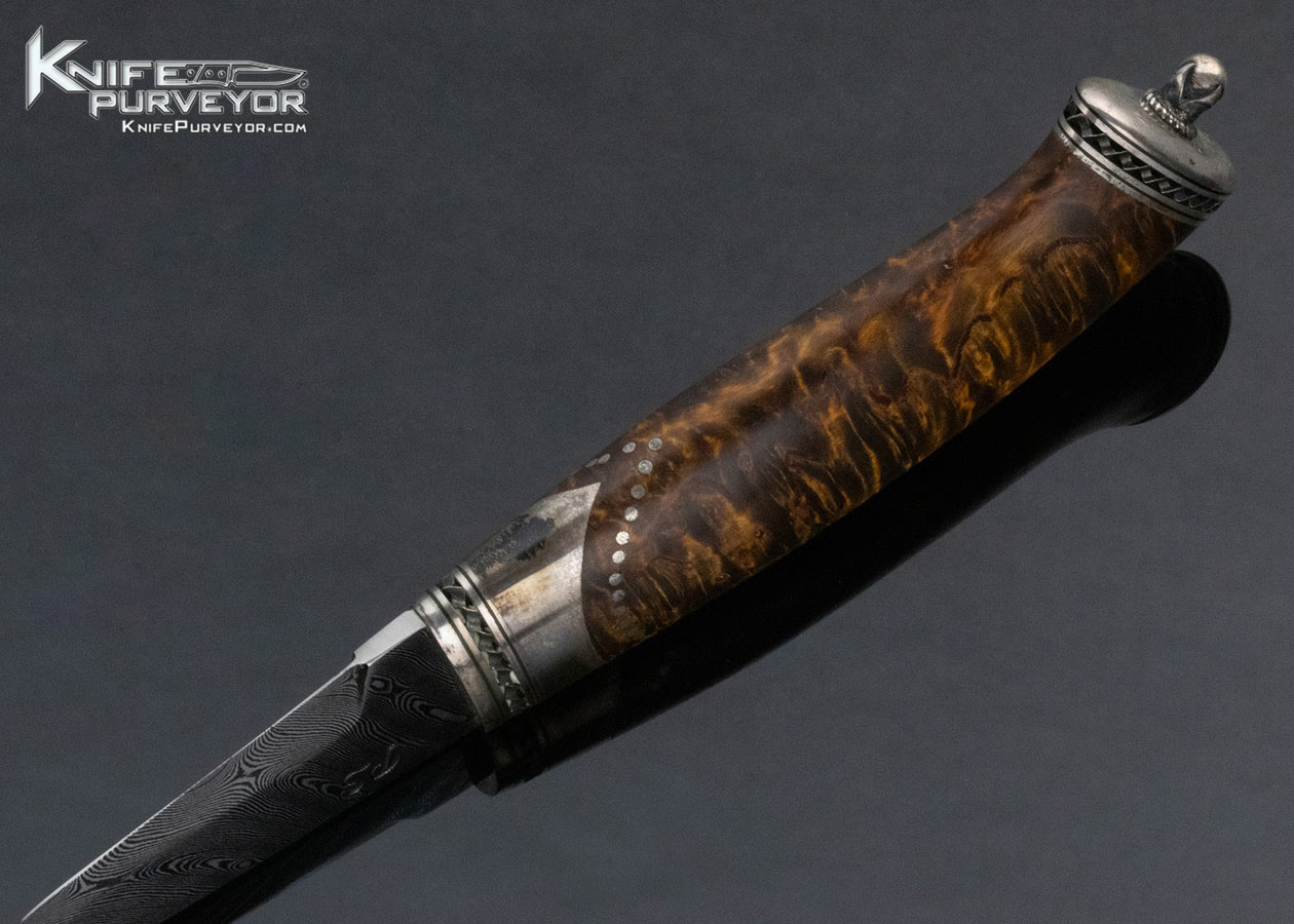 Unknown P.S. Custom Knife Damascus & Wood with Sheath 14155