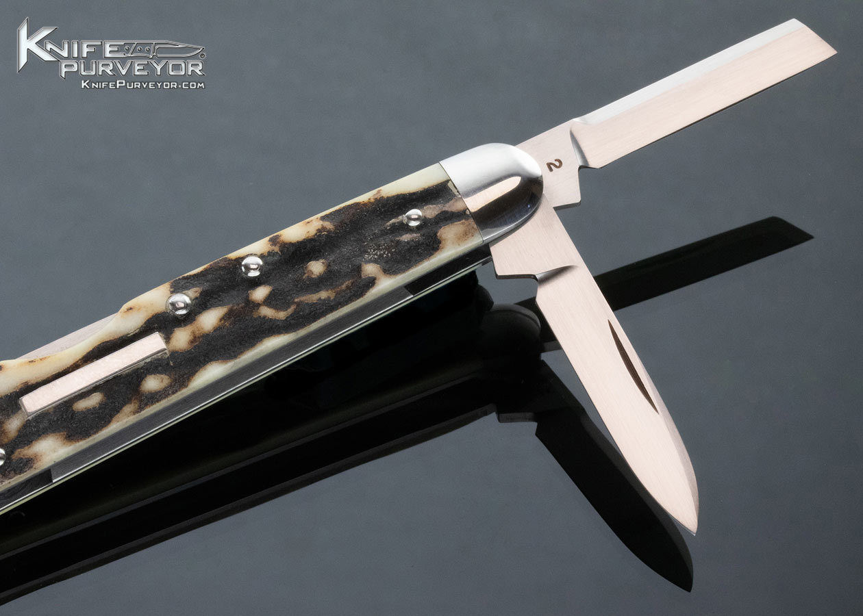 Tony Bose Custom Knife Stag Lockback Whittler #2 - Image 5