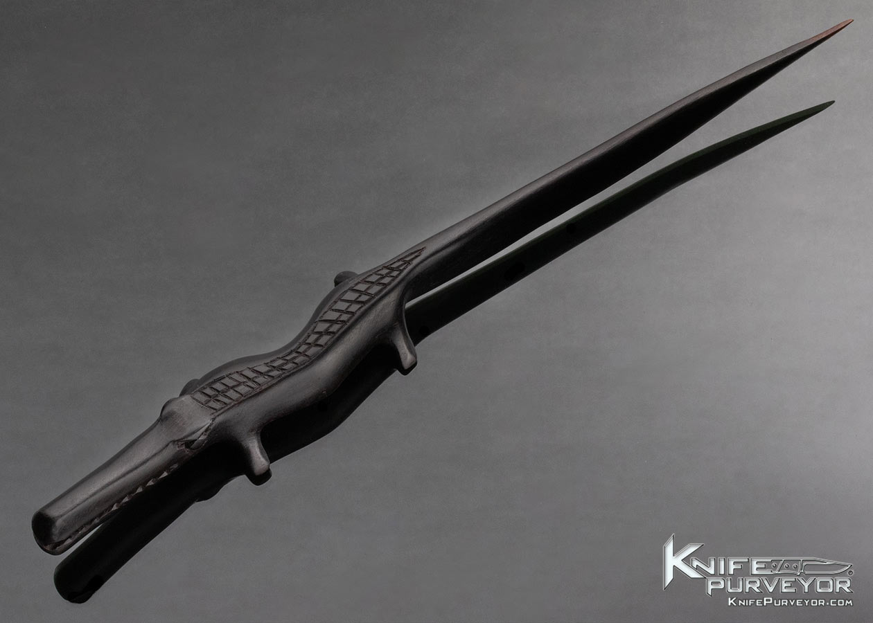 Carved African Blackwood Alligator Letter Opener - Knife Purveyor