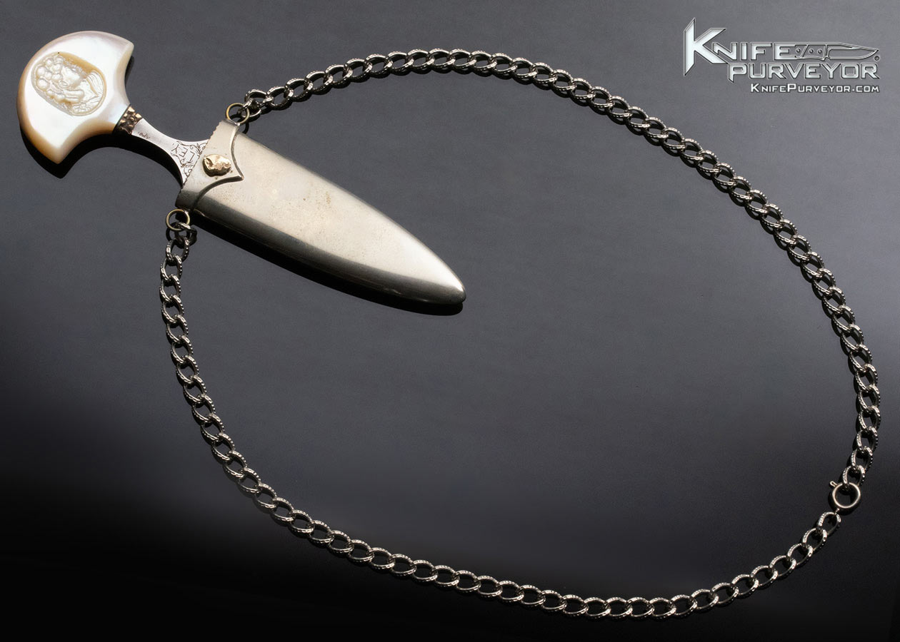 Gary Kelley Custom Knife Carved Pearl and Copper Neck Push Dagger