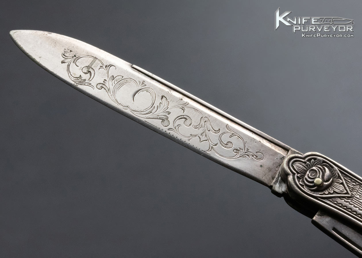 Late 1800's Sheffield Sterling Silver 2 Blade Horseman's Knife