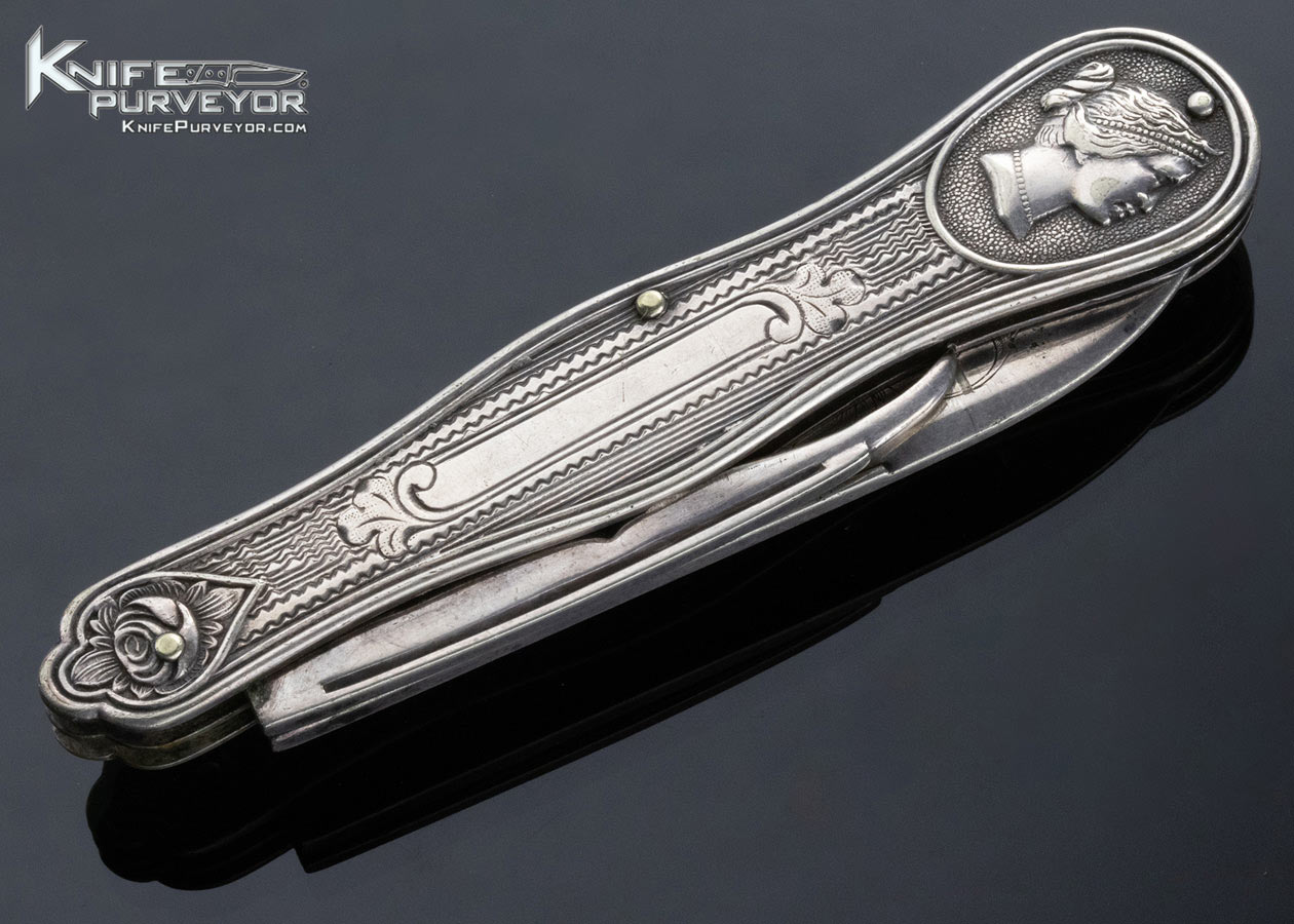 Late 1800's Sheffield Sterling Silver 2 Blade Horseman's Knife