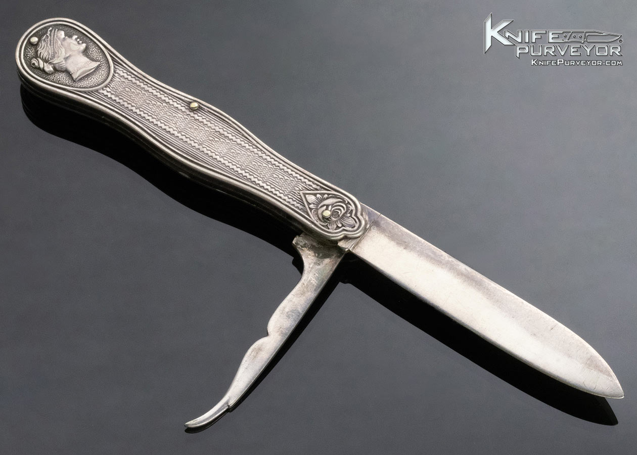 Late 1800's Sheffield Sterling Silver 2 Blade Horseman's Knife