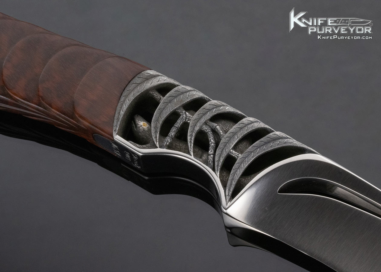 Ian Slezak Custom Knife Tarantula Killing Gecko #51 2003 Carved Fixed Blade with Carved Snakewood Handle - Image 4