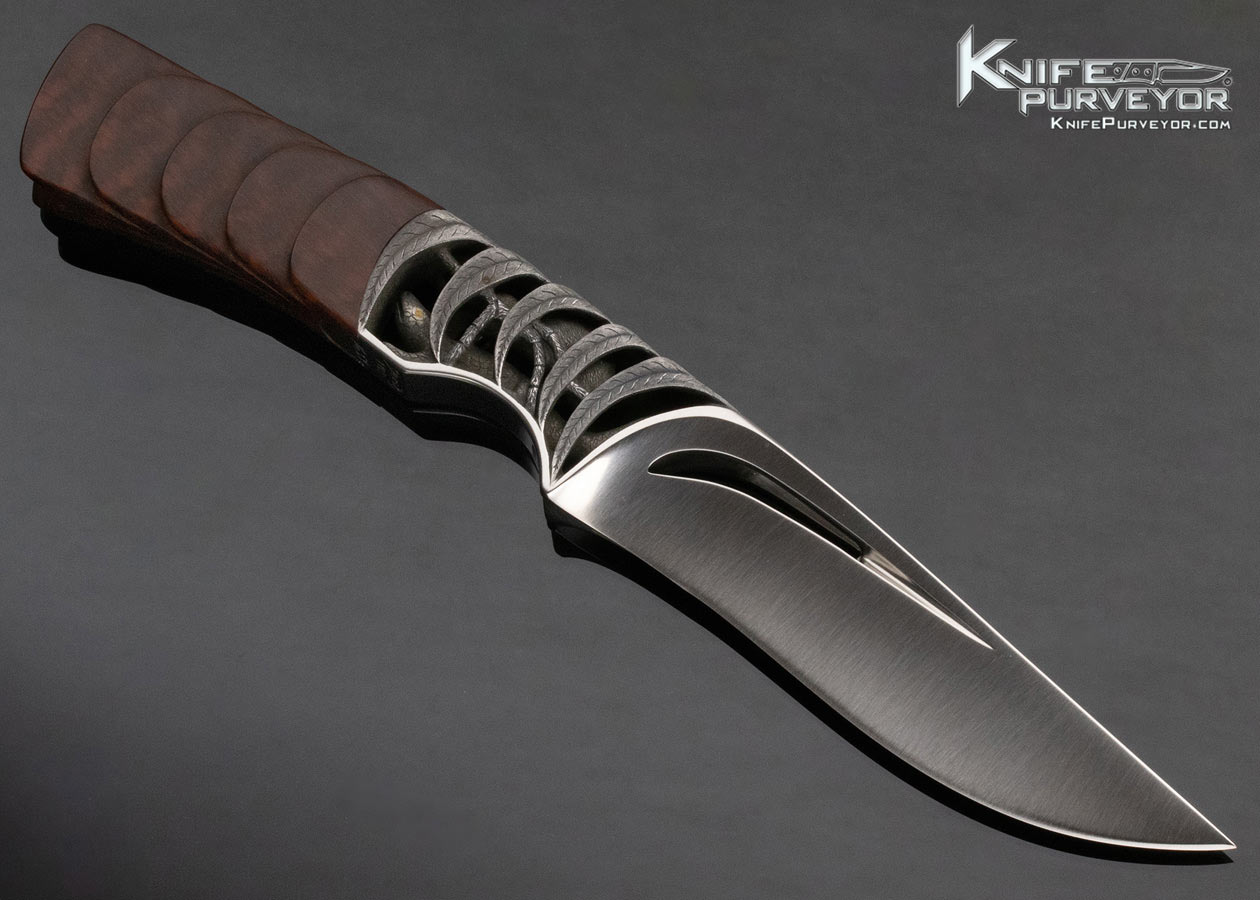 Ian Slezak Custom Knife Tarantula Killing Gecko #51 2003 Carved Fixed Blade with Carved Snakewood Handle - Image 3