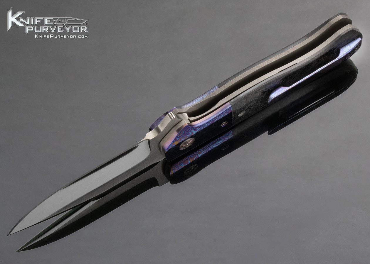 Chad Nell Custom Knife Amoeba Timascus and Shred Carbon Fiber