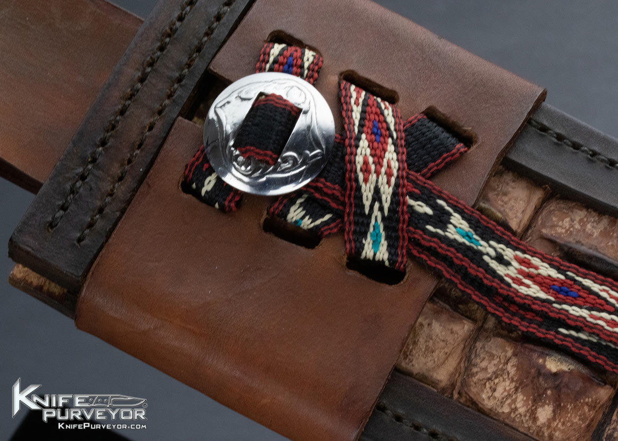 Lloyd Hale Custom Knife Stag False Top Edge Bowie with High Grade Lone Mountain Turquoise - Image 10