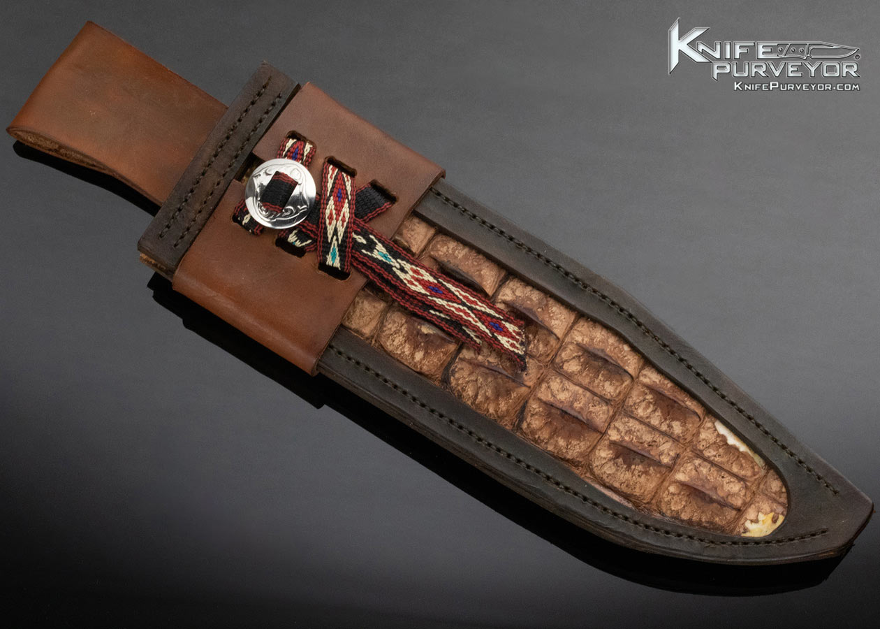 Lloyd Hale Custom Knife Stag False Top Edge Bowie with High Grade Lone Mountain Turquoise - Image 12