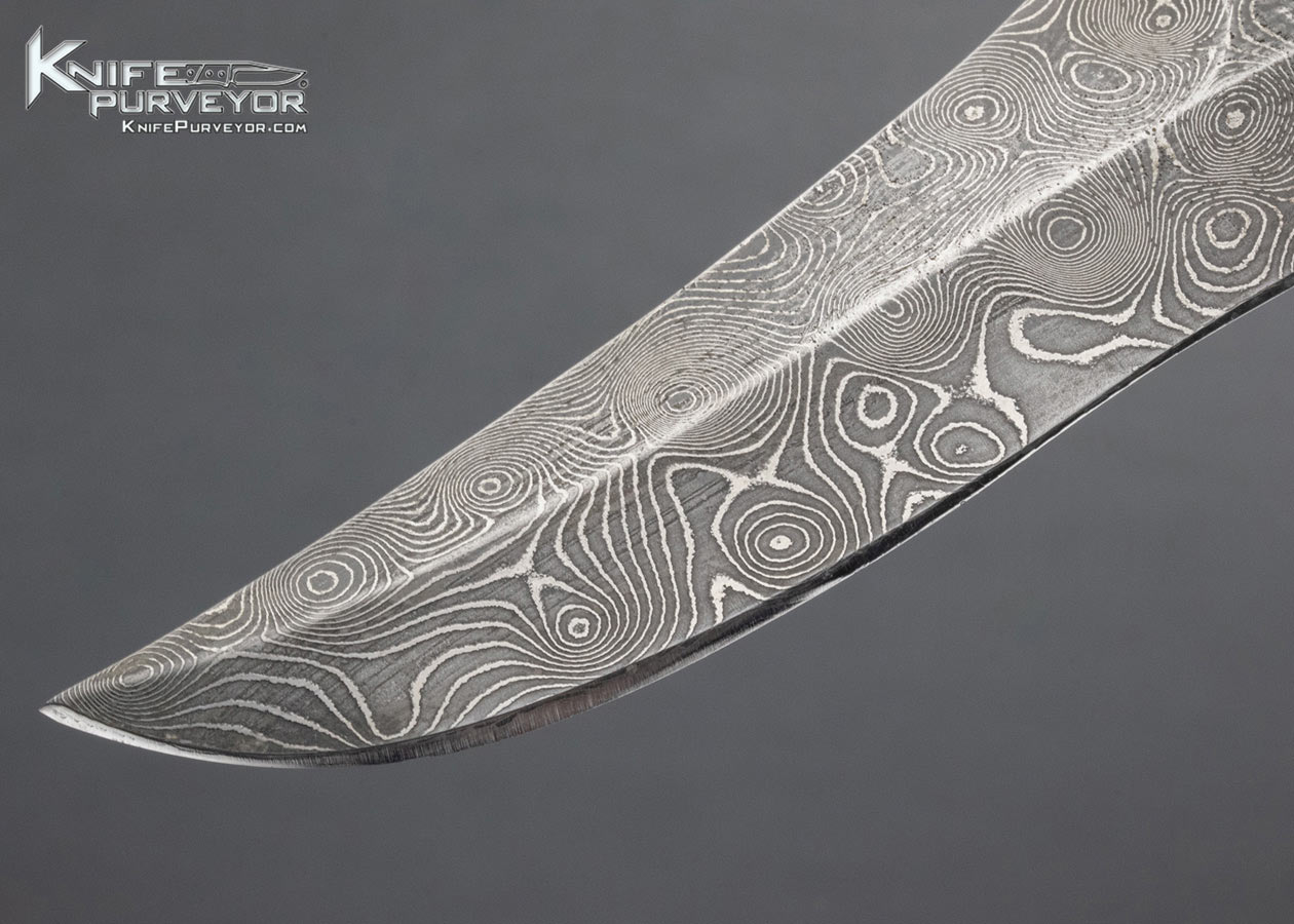 Rainy Vallotton Custom Knife Damascus and Mammoth Tooth Double Action Automatic Linerlock - Image 5