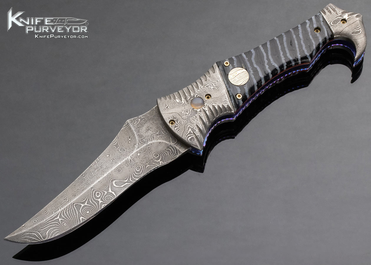 Rainy Vallotton Custom Knife Damascus and Mammoth Tooth Double