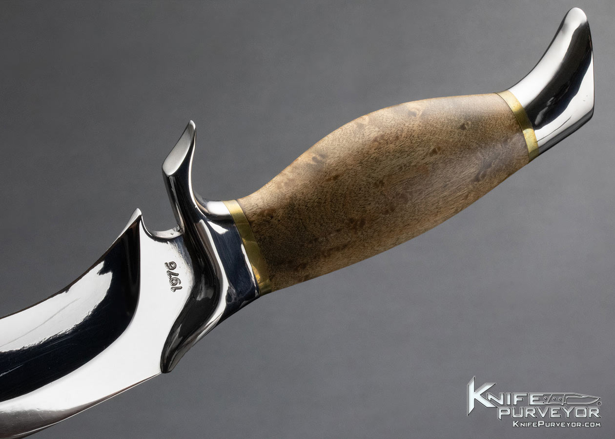 Wayne J Whittaker Custom Knife 1976 Recurve Bowie w/Sheath 13234