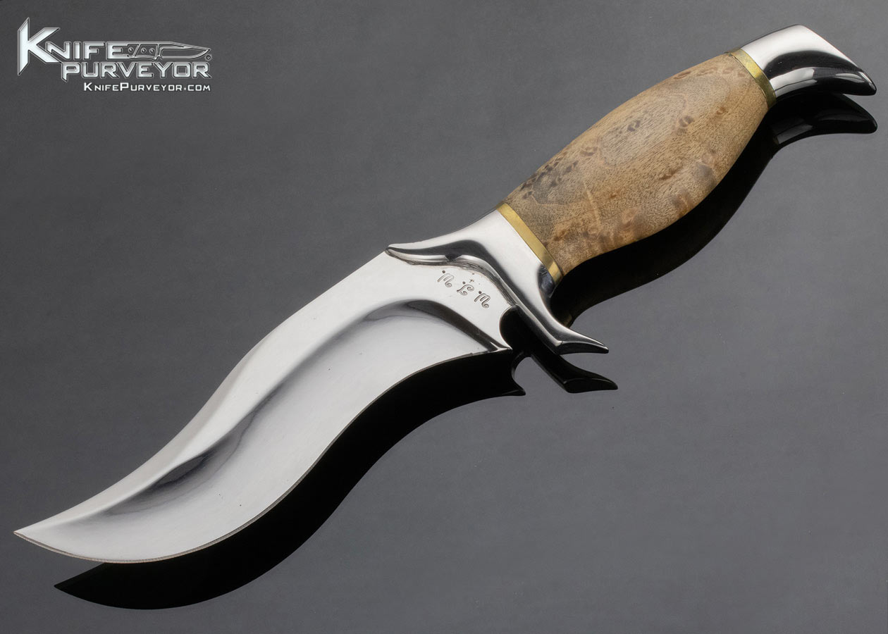 Wayne J Whittaker Custom Knife 1976 Recurve Bowie w/Sheath 13234