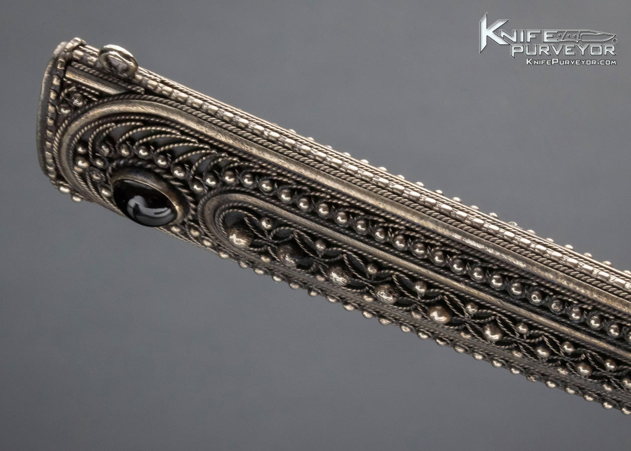 Zaza Revishvili Custom Knife Damascus and Filigree Fixed Blade - Image 11