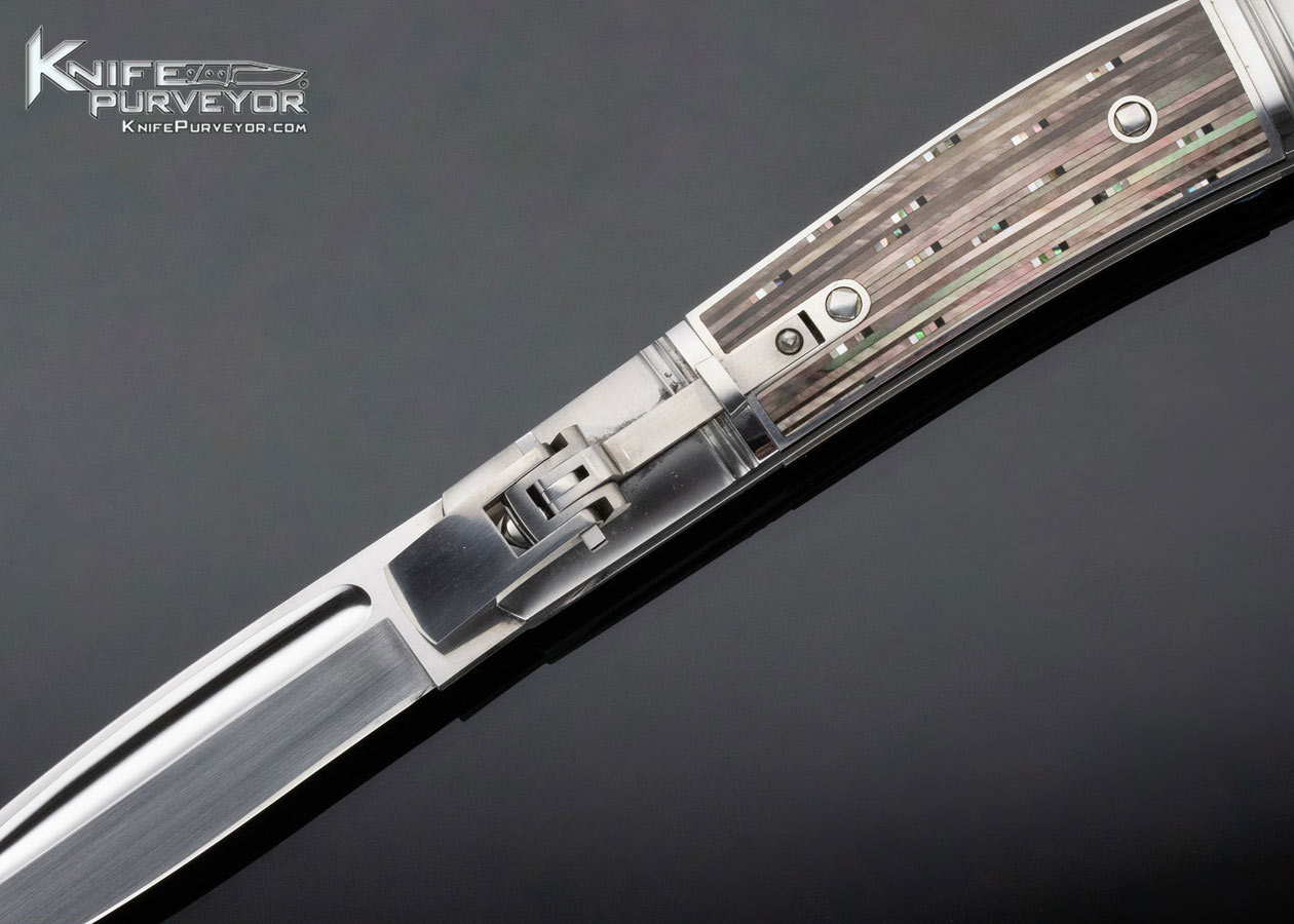Jurgen Steinau Custom Knife 110 size Multi Pearl & Black BakeliteInlaid Credit Card Automatic - Image 2