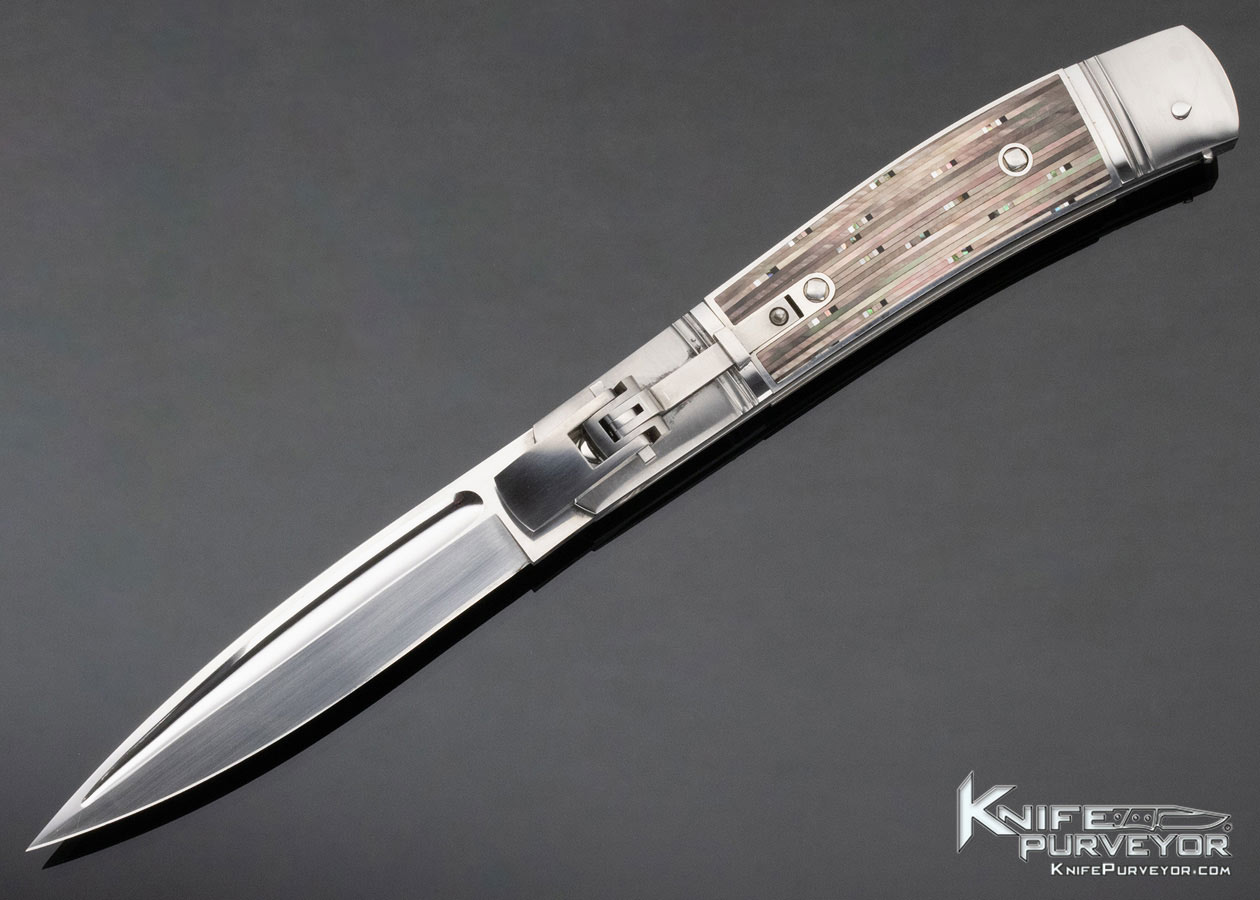 Jurgen Steinau Custom Knife Multi Pearl Inlaid Credit Card Automatic 12123
