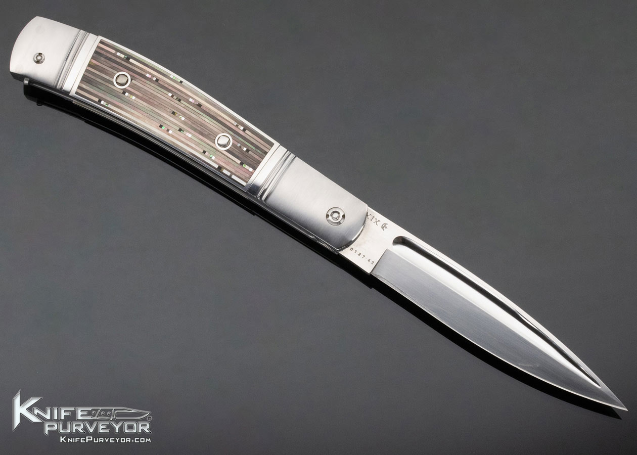 Jurgen Steinau Custom Knife 110 size Multi Pearl & Black BakeliteInlaid Credit Card Automatic - Image 3