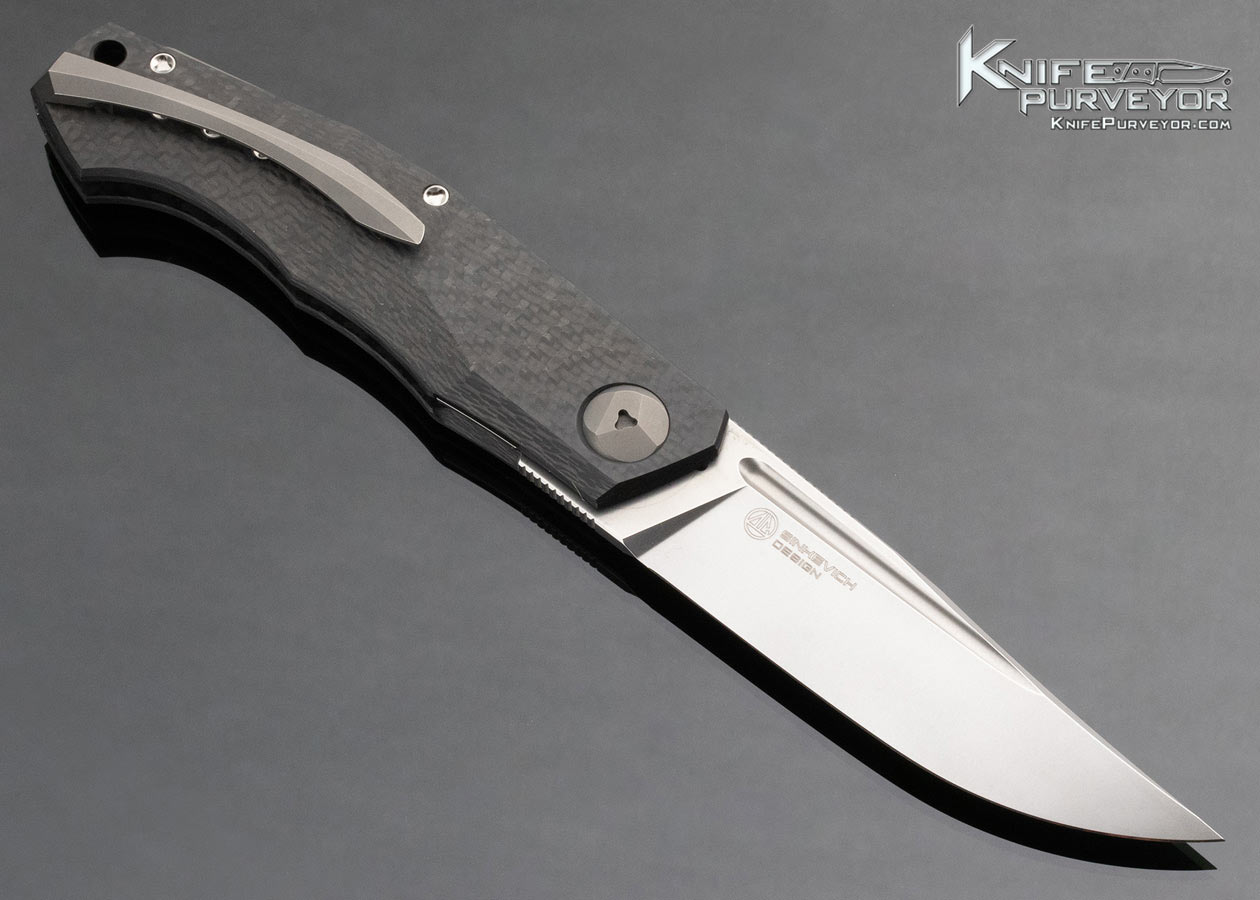 Shirogorov Sinkevick Collaboration Custom Knife Carbon Fiber Pero Linerlock Flipper - Image 3