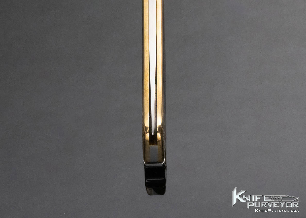 Ron Lake Custom Knife Wenge Wood Brass Interframe Tail Lock Folder Engraved by Colt Master Engraver D. Goodwin - Image 8
