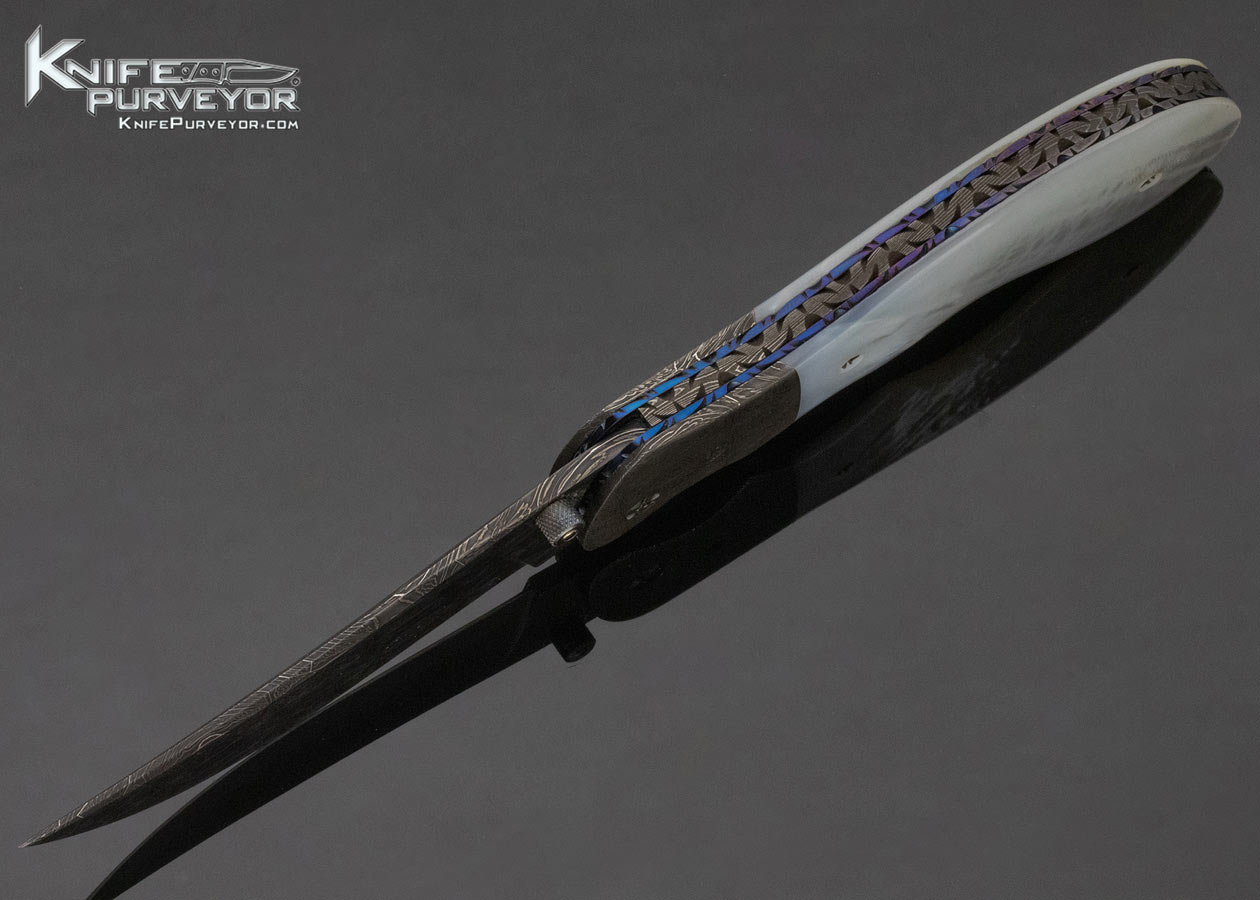 Barry Gallagher Custom Knife Mother of Pearl and Damascus Linerlock - Image 6