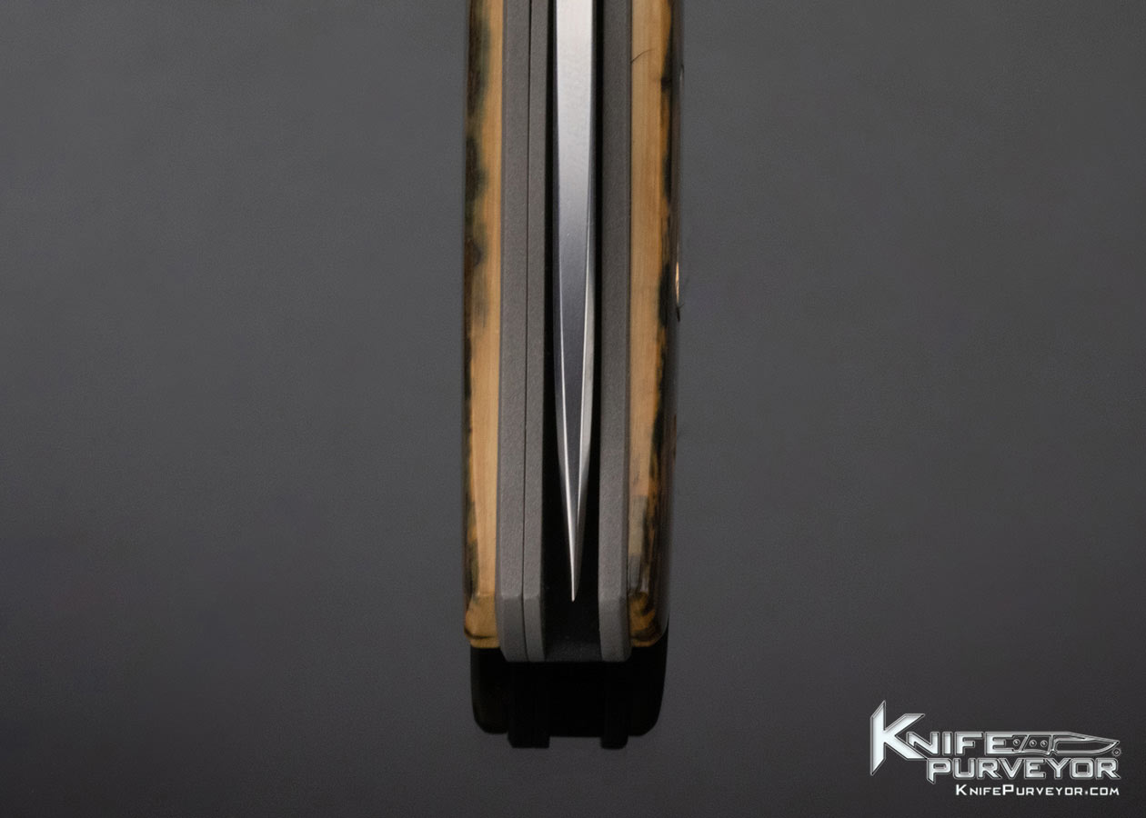 Bob Terzuola Custom Knife Bead Blasted Titanium Mammoth Linerlock with Gold Escutcheon - Image 8