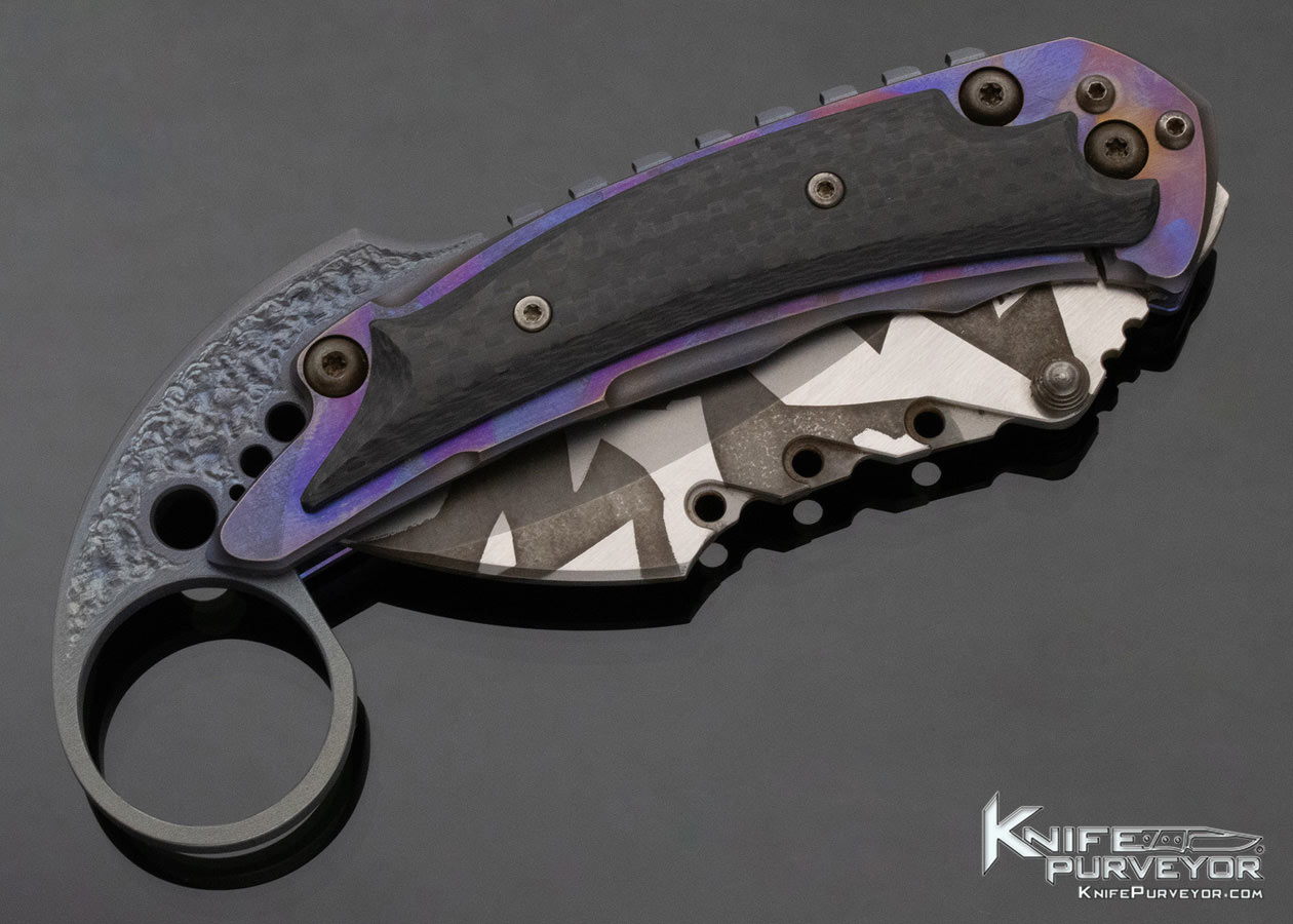 Brad Fairall Custom Knife Carbon Fiber Anodized Folding Karambit Framelock - Image 5