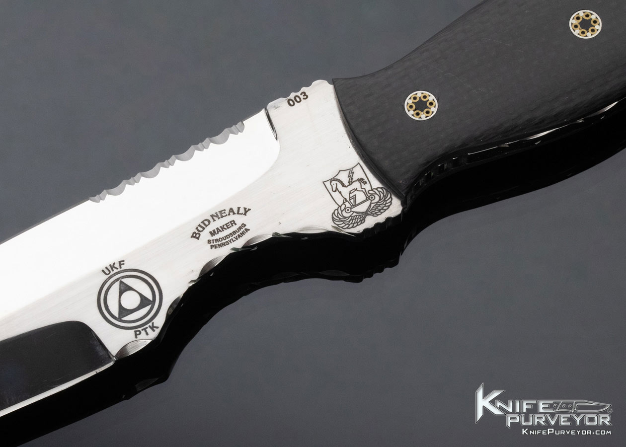 Bud Nealy Custom Knife Carbon Fiber "Pick Tactical" Military Fixed Blade - Image 2