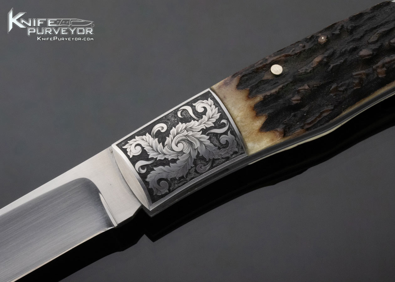 D'Alton Holder Custom Knife MPH Engraved Stag Lockback - Image 2