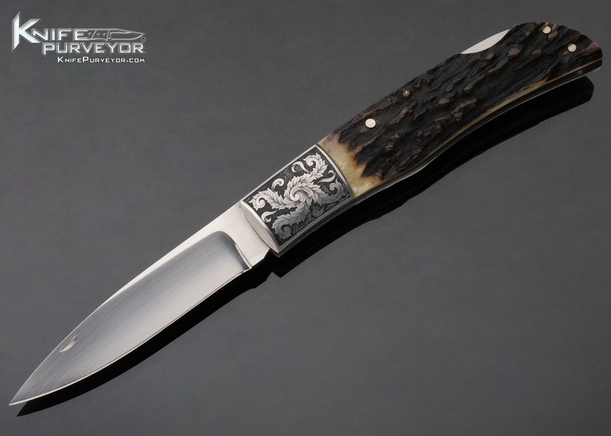 D'Alton Holder Custom Knife D'Holder Engraved Stag Lockback 12538