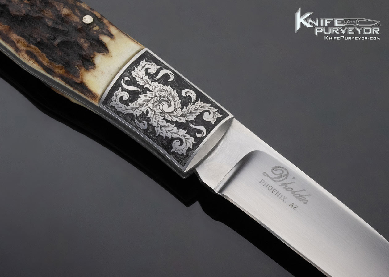 D'Alton Holder Custom Knife MPH Engraved Stag Lockback - Image 4