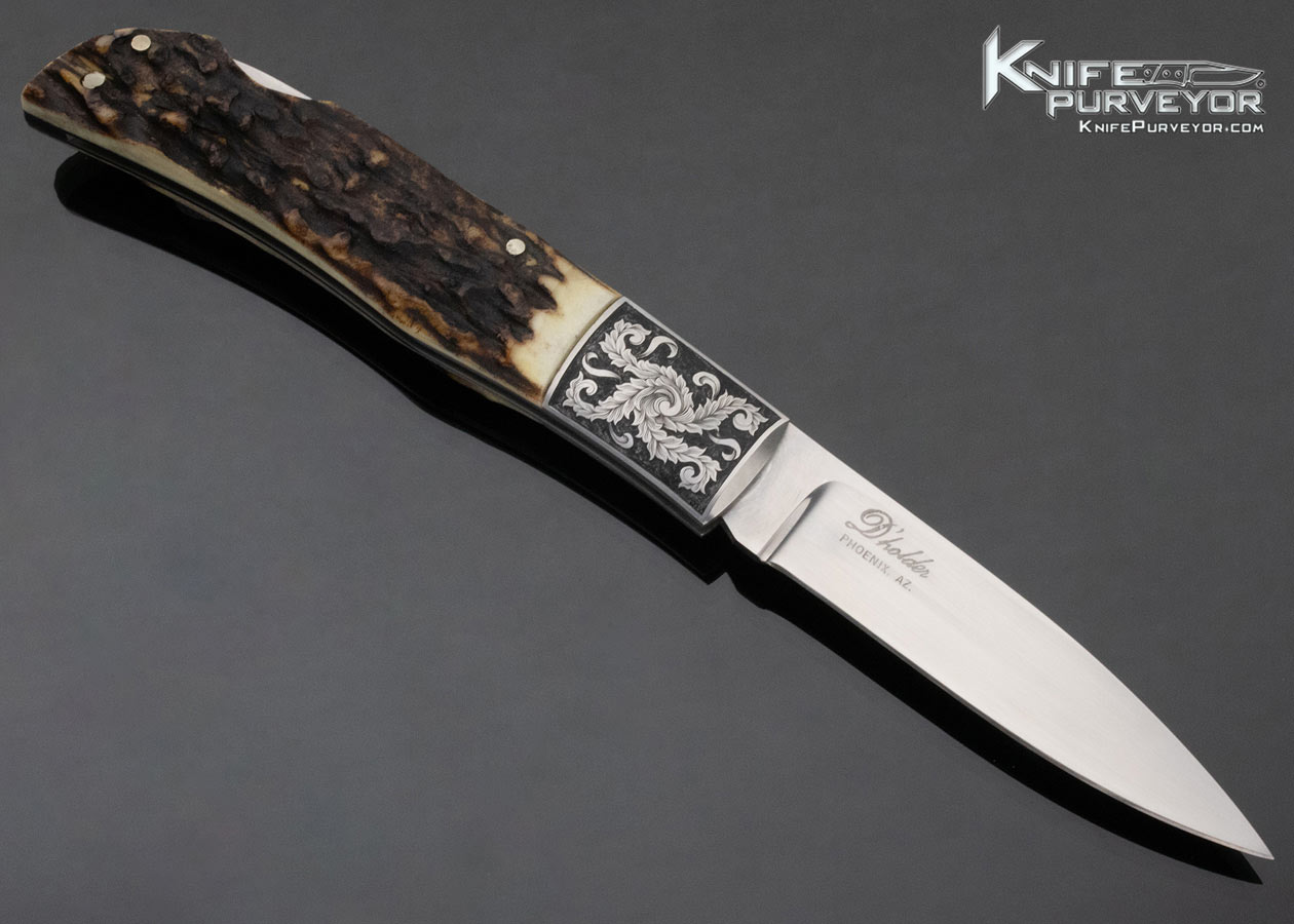 D'Alton Holder Custom Knife MPH Engraved Stag Lockback - Image 3