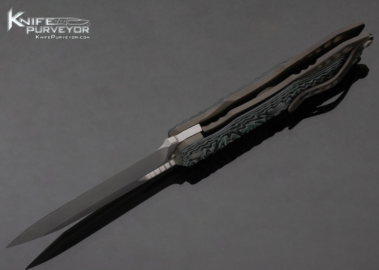 Deryk Munroe Custom Knife Textured Green and Black G-10 Linerlock - Image 7