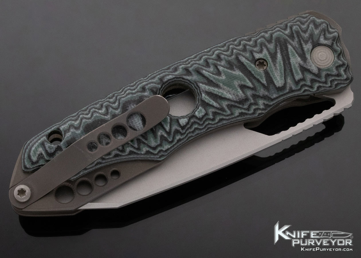 Deryk Munroe Custom Knife Textured Green and Black G-10 Linerlock - Image 5