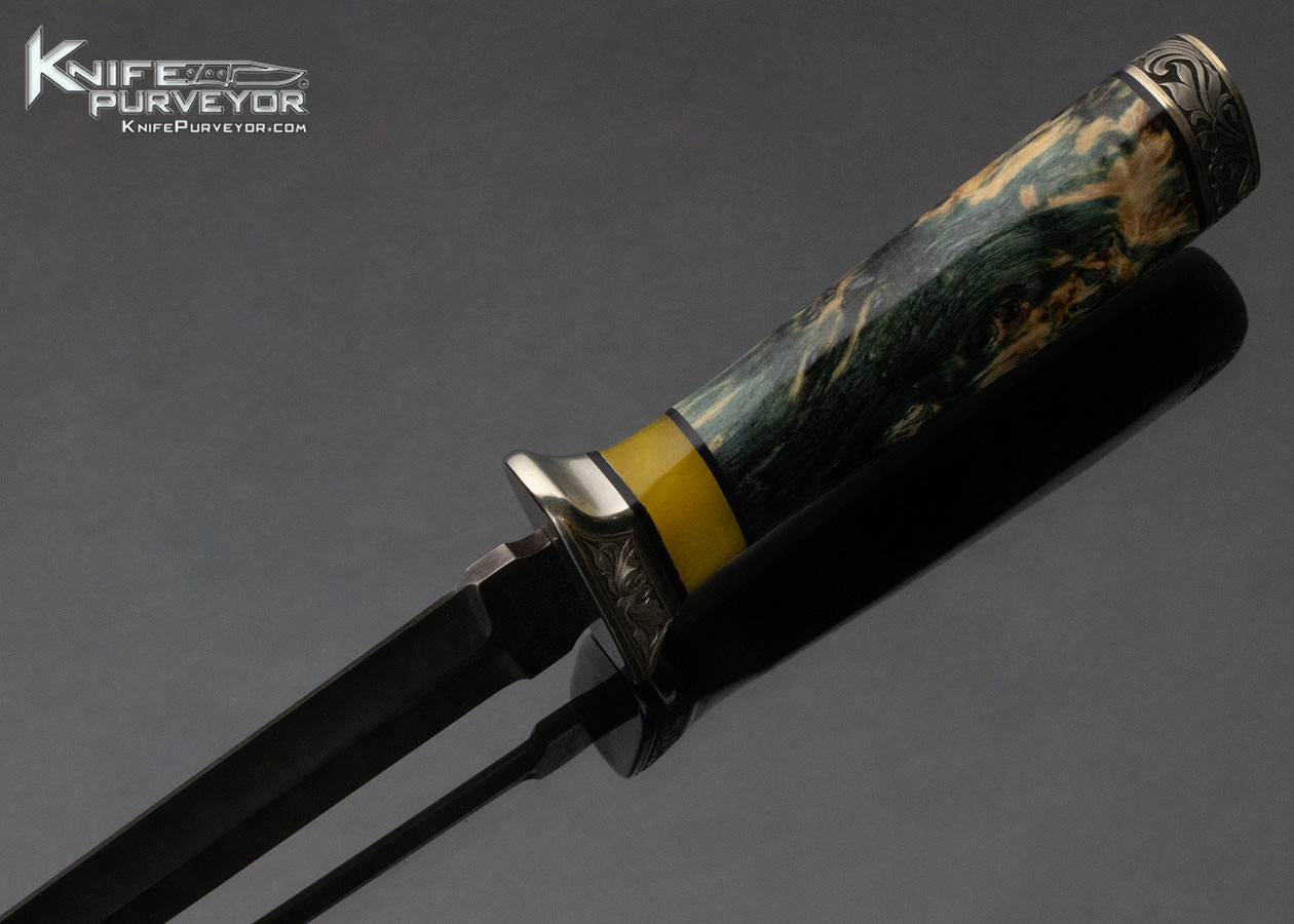 Don Lozier Custom Knife Jerry Rados Damascus Presentation Dagger Engraved by Julie Warenski - Image 6