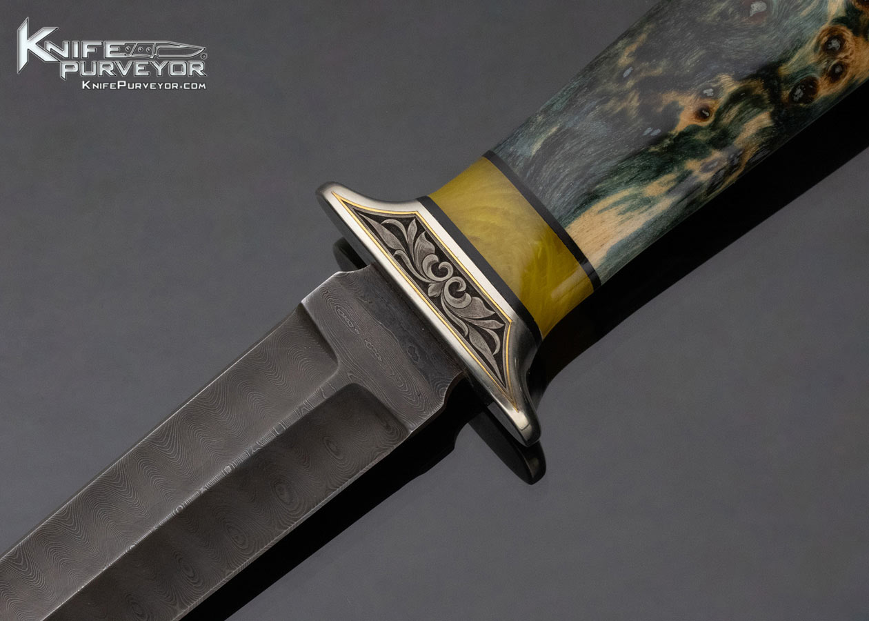 Don Lozier Custom Knife Jerry Rados Damascus Presentation Dagger Engraved by Julie Warenski - Image 2